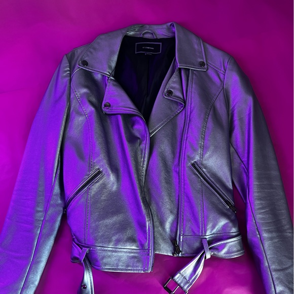 SILVER LEATHER JACKET - Picture 1 of 3